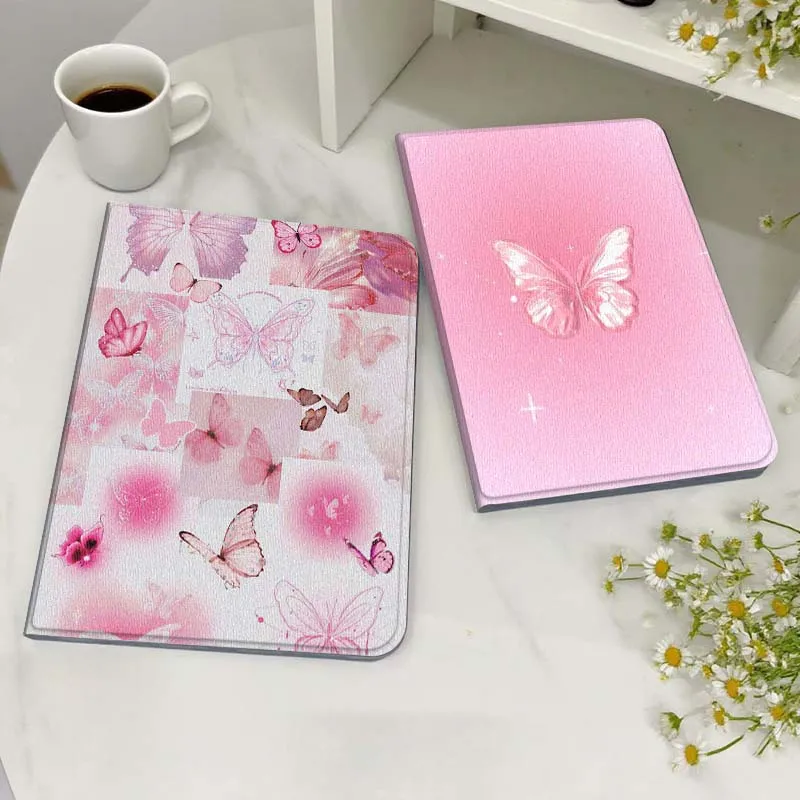 

Чехол для планшета с рисунком розовой бабочки и блестками для Samsung Galaxy Tab S7 S8 S9 S10 FE Lite, подарок