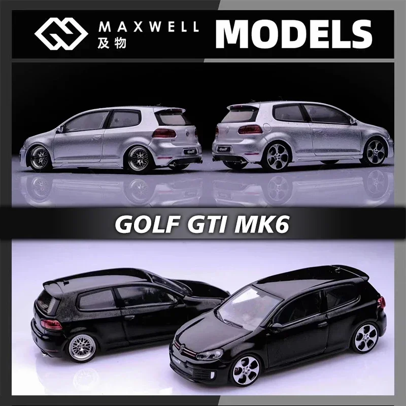 Maxwell 1:64 Golf GTI MK6 VI Openable Hood VAG BBS Diecast Diorama Car Model Collection Miniature Toys