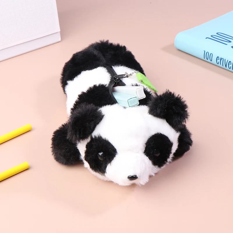 Étui à crayons en peluche de KrasnoPlush de dessin animé, sac cosmétique animal mignon, sac de rangement de papeterie, poudres à crayons, fournitures scolaires