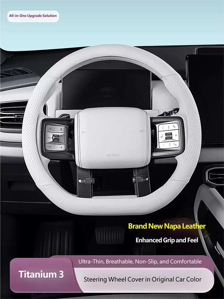 Car Steering Wheel Cover Leather Anti-slip Steering Covers Translucent Fur Handlebar Gloves For BYD Leopard 3 Titanium 3