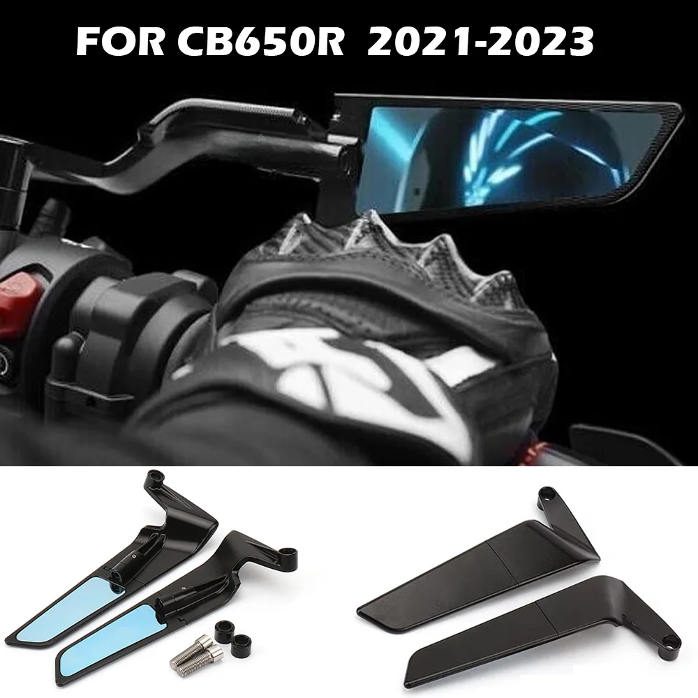 

For Honda CB650R Motorcycle Universal Rearview Mirrors CB 650 R 2021 2022 2023 CNC Blue Mirror 360° Adjustable Rear View Mirror