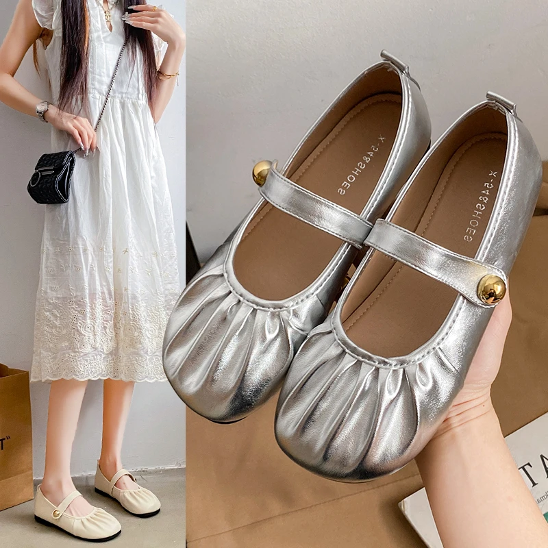 

Новинка 2023 года, элегантные туфли Мэри Джейн, женские удобные лоферы, размер, обувь из мягкой кожи, женская легкая повседневная обувь на плоской подошве