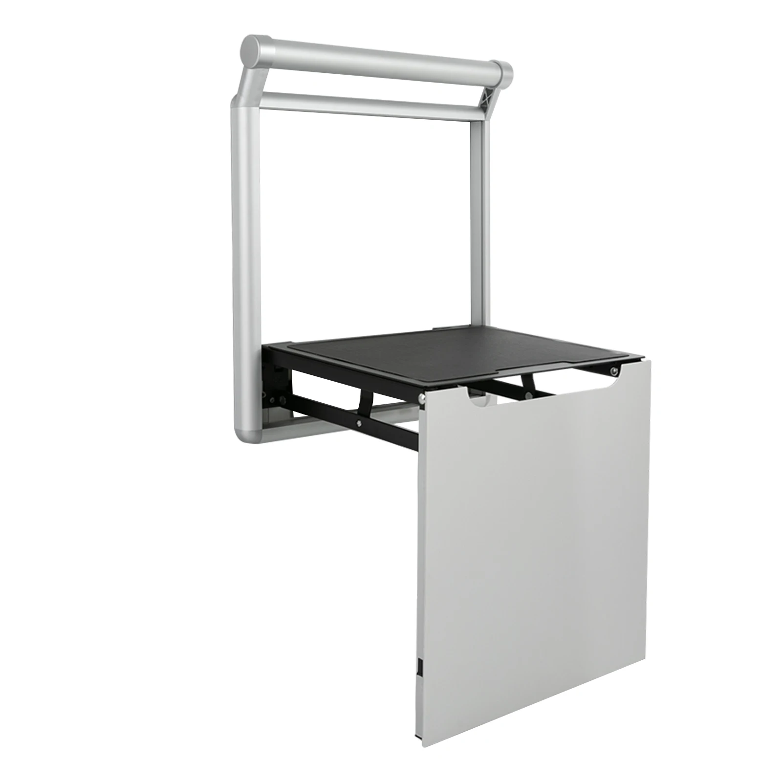 Wall Mounted Folding Shower Seat Heavy Duty Aluminum Alloy Bench Load 150kg Silver Handrail Bathroom Shower Room Hallway Stool