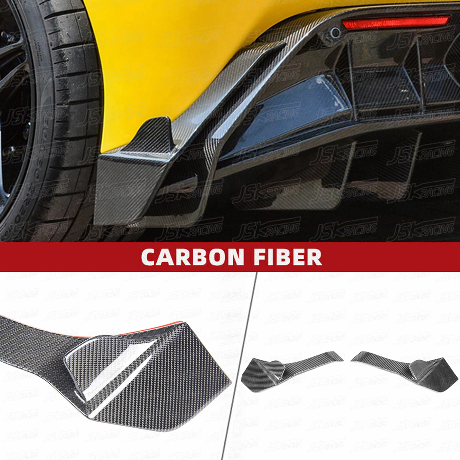 P Style Carbon Fiber Rear Bumper Canards For Ferrari F8 2019-2021（JSKFRF819012）