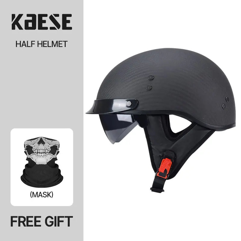 

High Quality Half Face Matt Black Carbon Fiber 3K Motorcycle Helmet Capacetes DOT ECE Certification Casco Motocross