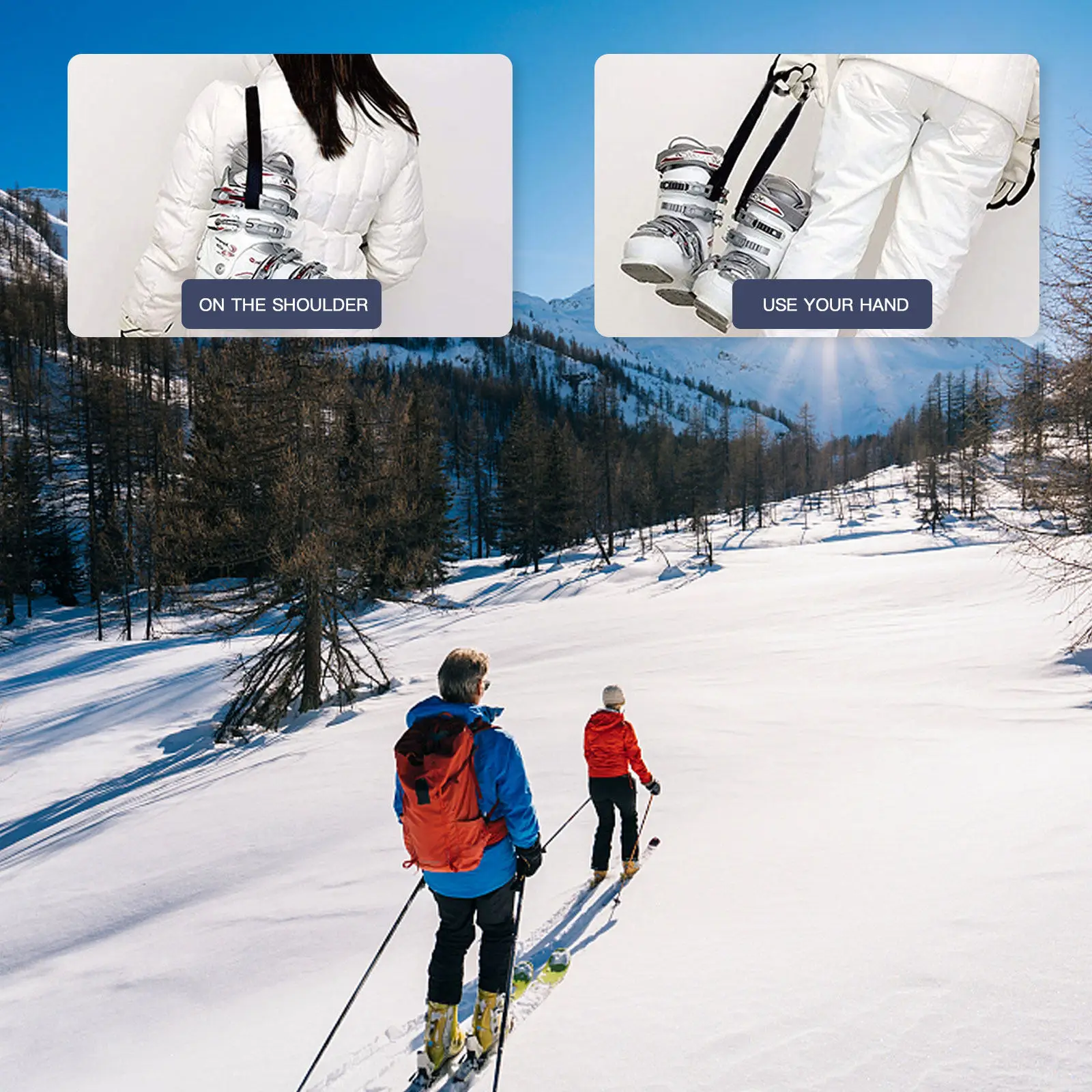 

2Pcs Ski Boot Carrier Strap Lightweight Portable Snowboard Boot Hand Strap Strong Wear-Resistant Nylon Ice Skates Carrier