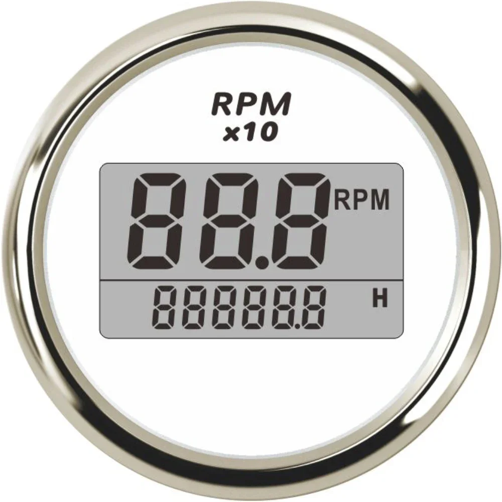 Universal Digital 52mm Tachometer RPM Rev Counter 0-9990RPM with Hour Meter and Red Backlight for Car Boat Truck 9-32V