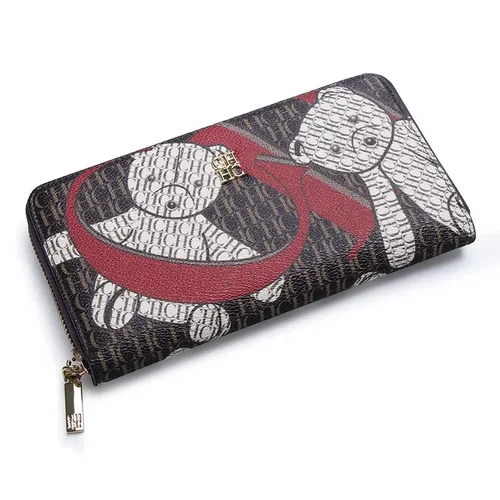 Cartera con diseño de estampado de patrón de marca para mujer, cartera pequeña clásica a la moda, cartera estándar, diseño de Color puro, alta calidad