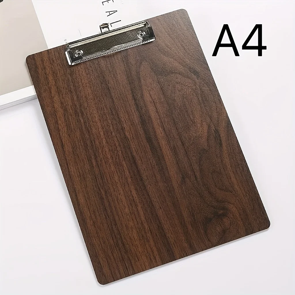

1pc High-Quality A4 Wooden Writing Board with Stainless Steel Hook, Multi-Functional Folder for Notes, Photos, and Documents
