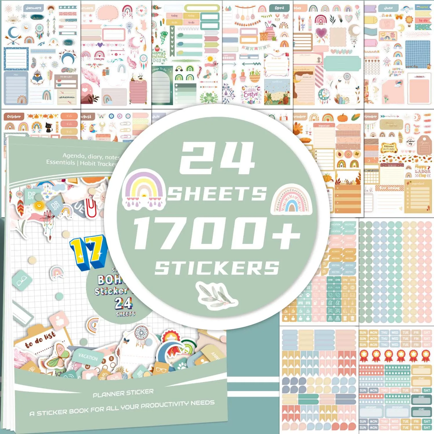 

Planner Stickers Book - Daily Weekly Monthly Planning Stickers for Scrapbooking, Journaling & Diary Decoration