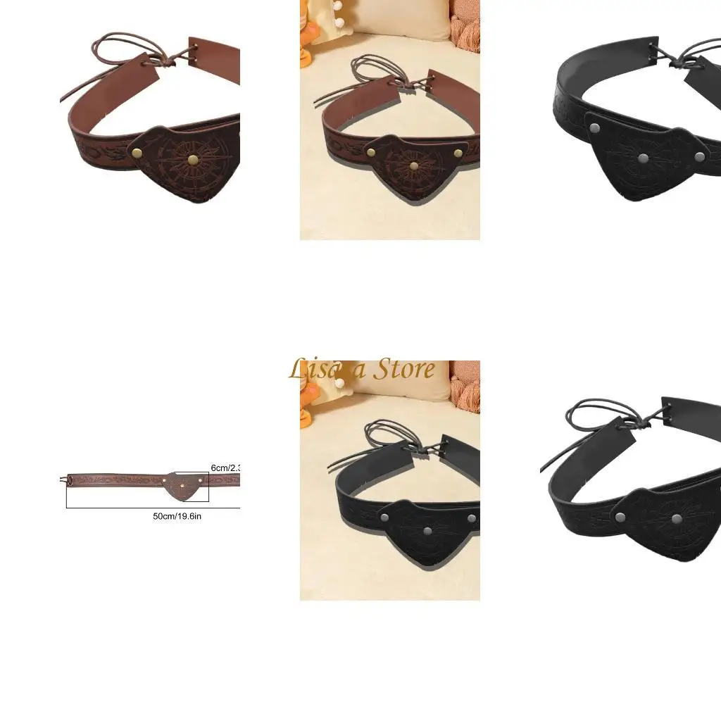 

M6CC Historical PU Leather Embossed Eye Mask Headwear for Photography Cosplay Party