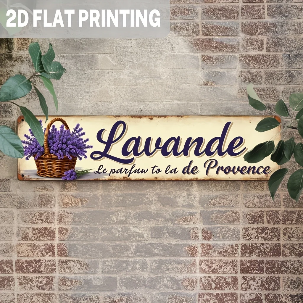2D Flat, 1 Piece French Vintage Lavender Metal Wall Hanging - 