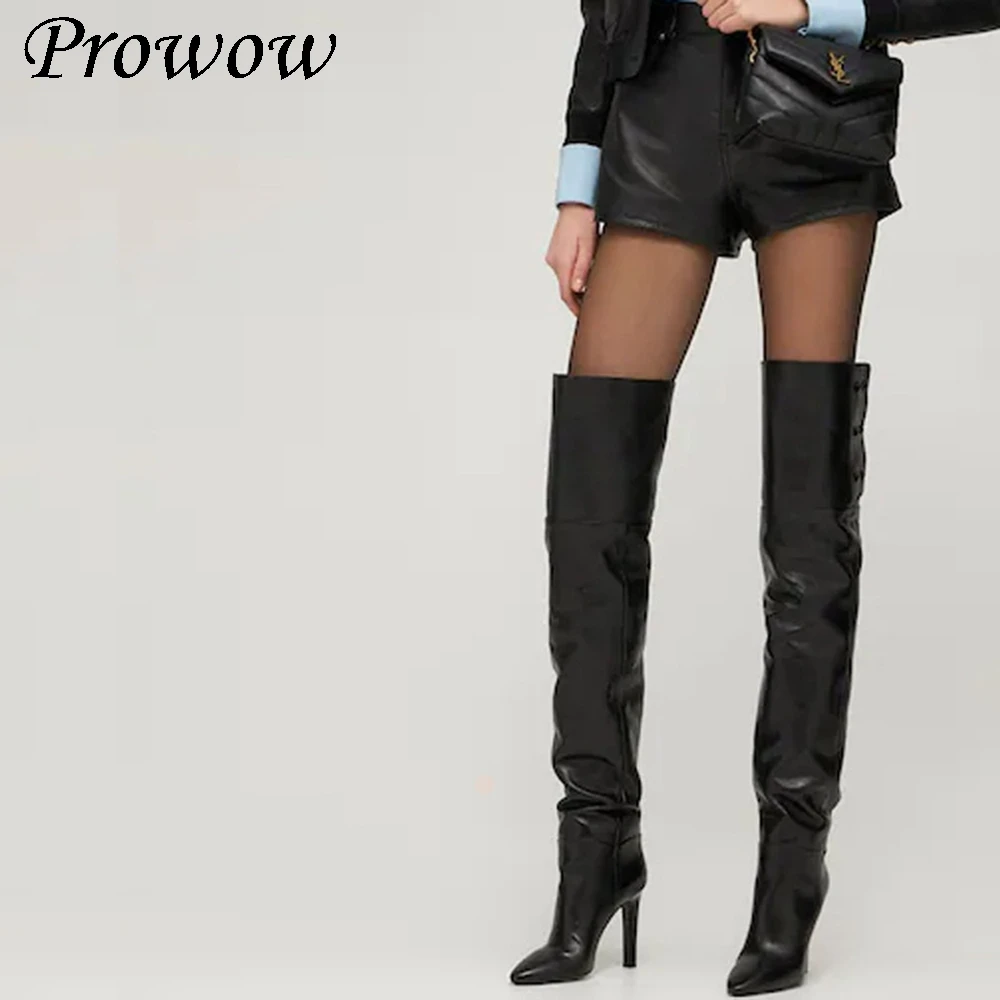 

Новые сапоги выше колена с заостренной боковой молнией на каблуке, женская обувь Zapatos Mujer