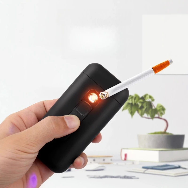 

USB Charging Electric Lighter Cigarette Case - 2-in-1, Interchangeable Tungsten, Holds 20 Regular Cigarettes, Portable Accessory