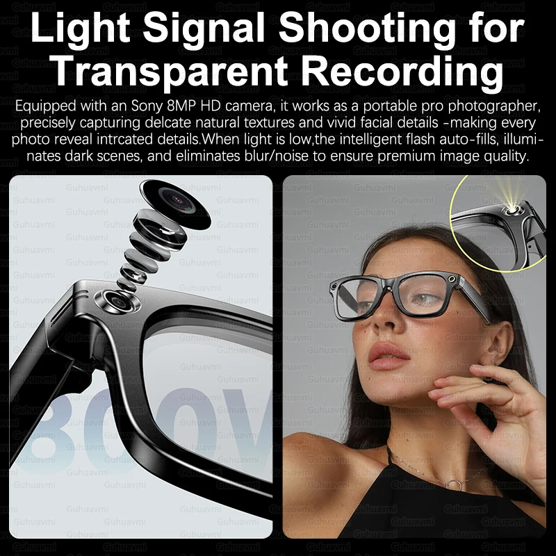2026 العلامة التجارية الجديدة 8MP كاميرا نظارات تغيير لون AI الذكية بلوتوث نظارات صور تسجيل الفيديو مقاوم للماء دعوة الذكية مكبرة #4