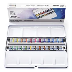 Winsor Newton Cotman Watercolours Paint 24 Half Pans Colors Watercolor Pattle Set Metal Sketchers' Box Pigment