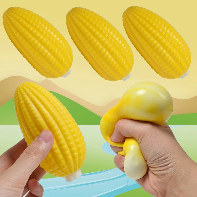Divertido Juguete Blandito de Maíz de Rebote Lento, Juguete Antiestrés para Apretar, Juguete Sensorial Suave de Simulación para Niños y Adultos, Alivio de la Ansiedad y la Descompresión