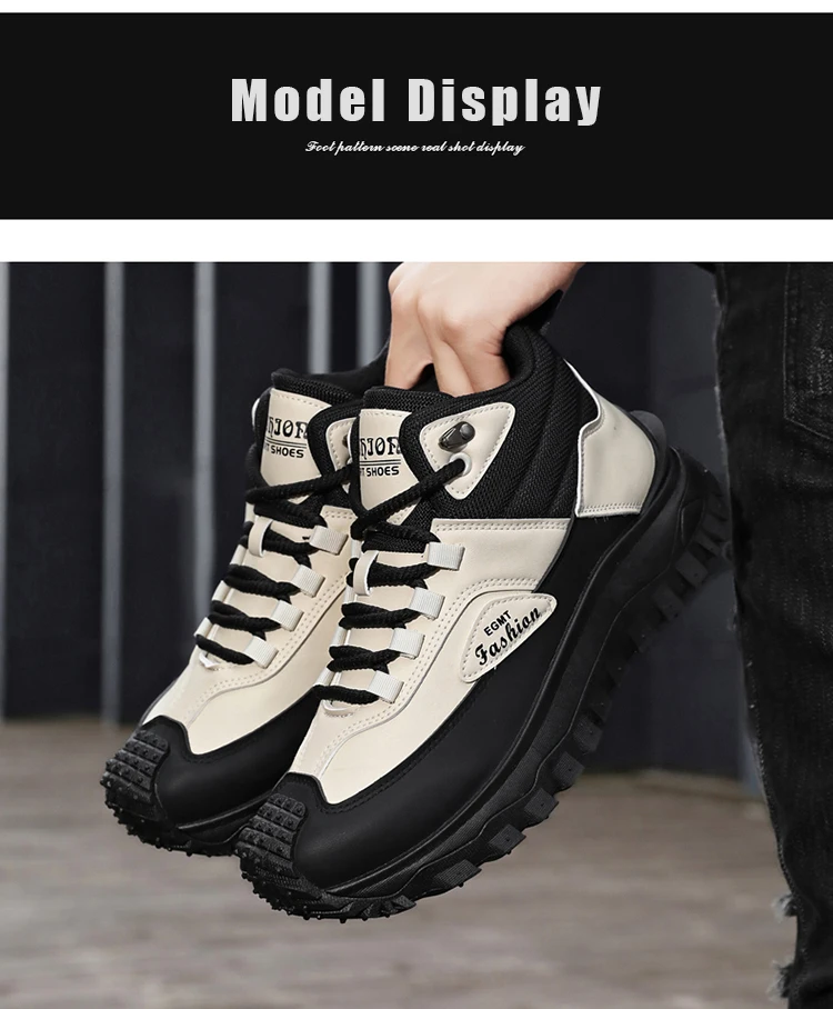 Herren-Outdoor-Wanderschuhe mit Farbblockdesign, bequemem Futter, flexibler, rutschfester, gezahnter Außensohle, hervorragendem Halt, geeignet für Outdoor-Wanderungen, Freizeitaktivitäten, Bergsteigen und Camping. – Detail 8