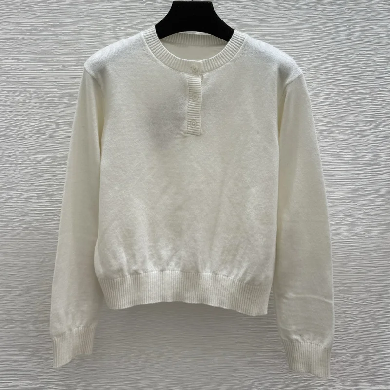 เสื้อสเวตเตอร์ผู้หญิงปักตัวอักษรมินิมอลคุณภาพสูงเสื้อผ้าฤดูใบไม้ร่วงฤดูหนาวคลาสสิก 251028253