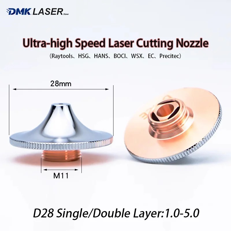 D28 M11 H15 High Speed Laser Cutting Nozzle Ultra-high Speed Double Layer Triangular Core Copper Nozzles For Raytools WSX BOCI