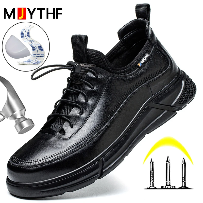 Genuine Leather Men\'s Safety Shoes Insulated Electrical Shoes Cow Leather Shoes Work Boots Men Puncture-Proof Industrial Shoes