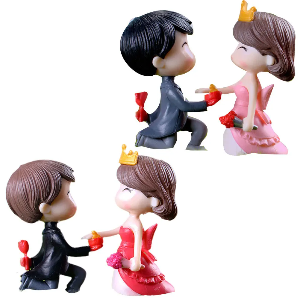 

2 Pairs Desktop Decoration Mini Garden Ornament Miniature Couples Adornment Micro Landscape Wedding