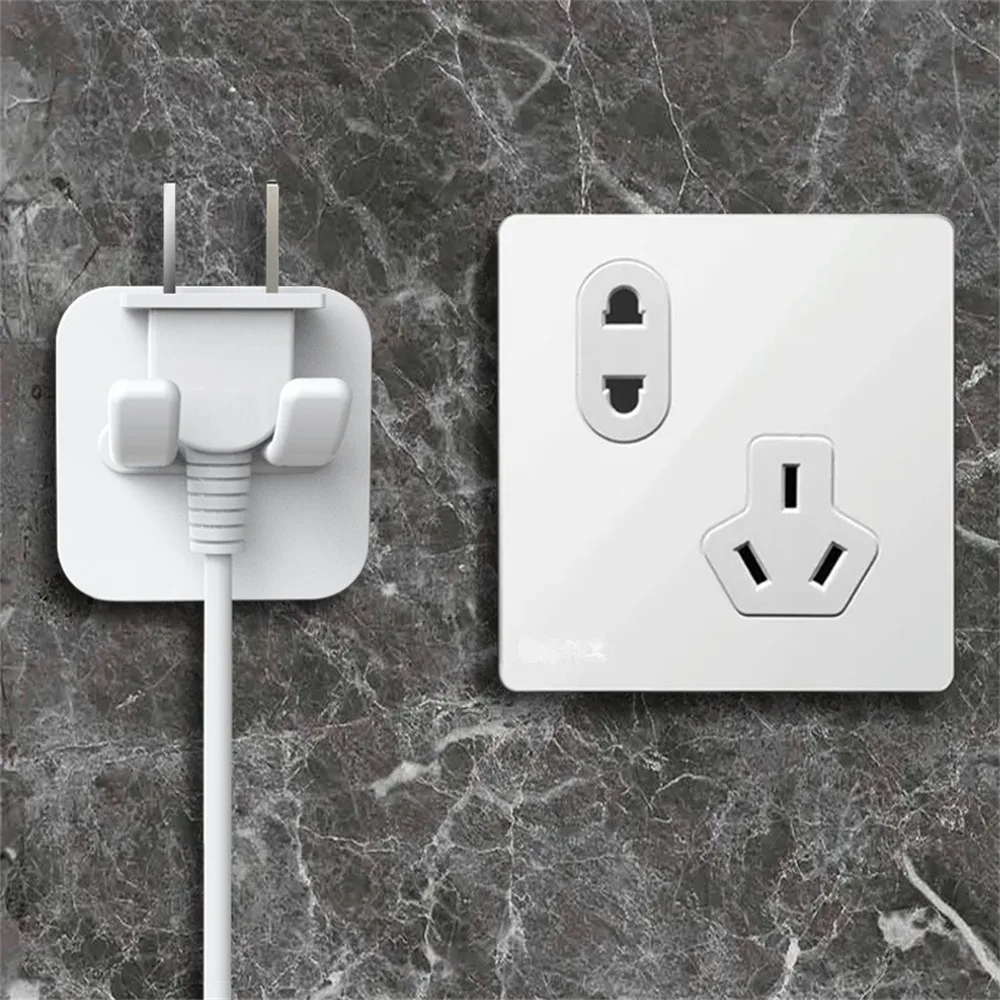 Plug Adhesive Hook Seamless Adhesive Hook Living Room Wall Stickers Self-adhesive Storage Rack White Double Hook Nail-free