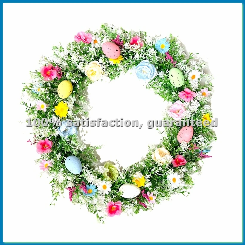 

Пасхальный венок 13,8 дюйма с цветами и веревкой, для подвешивания на входную дверь, для декора дома внутри и снаружи, на стену - AT35
