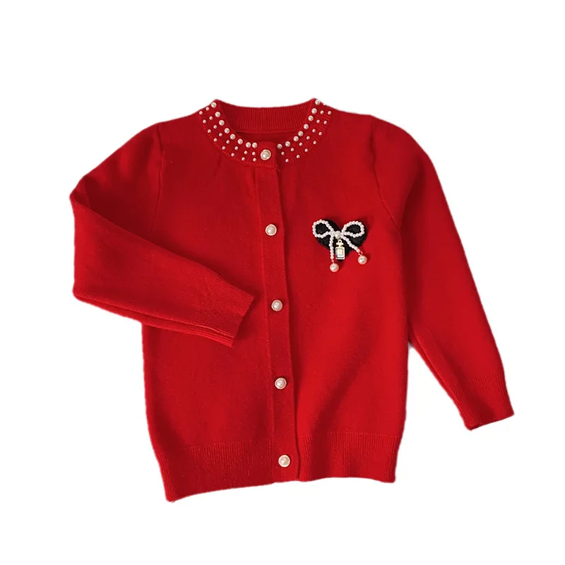 ملابس الأطفال الخريف منتج جديد عقدة شعر للفتيات سترة متماسكة سترة سترة لطيف طفل الحلو قمة الموضة #5