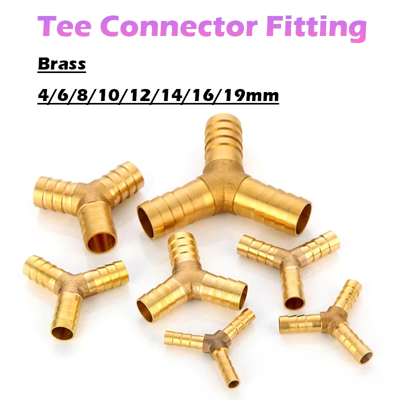 Brass Y Piece 3 way Hose Joiner Barbed Connector Air Fuel Water Pipe Gas Tubing 4mm 6mm 8mm 10mm 12mm 14mm 16mm 19mm