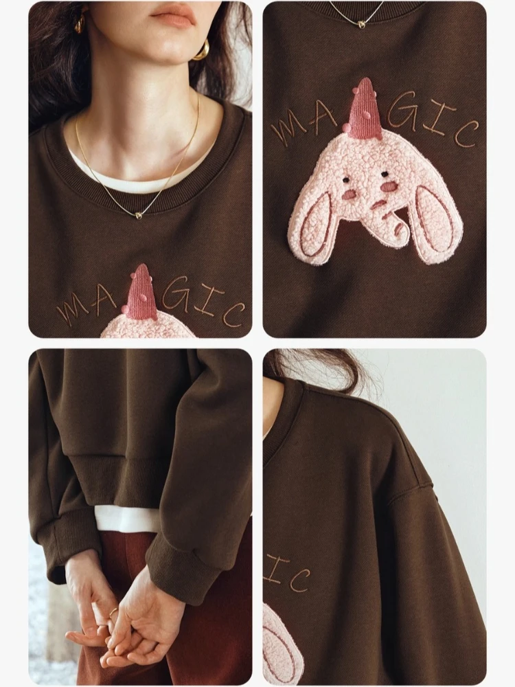 OLrain Woman Sweatshirts 2025 Autumn Casual O-neck Long-sleeve Pullover Sweater Loose Fashion Knit Women's Clothing O57QR000365