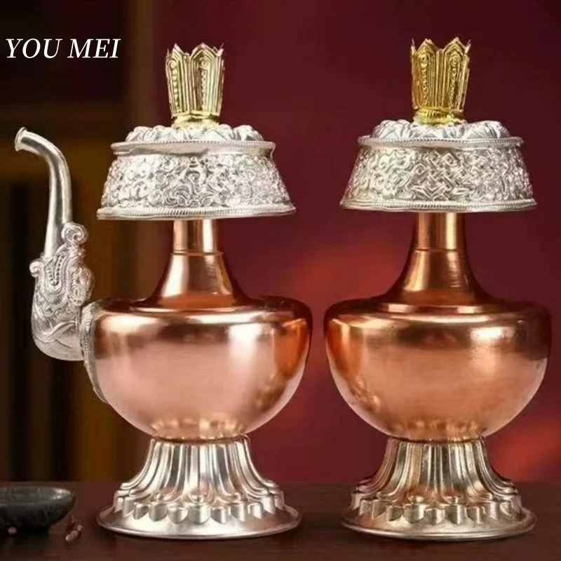 Nepal Holy Water Aquarius,Tibetan Buddhism Copper Handicraft Water Purification Kettle,Buddhist Item Religious Altars Decorative