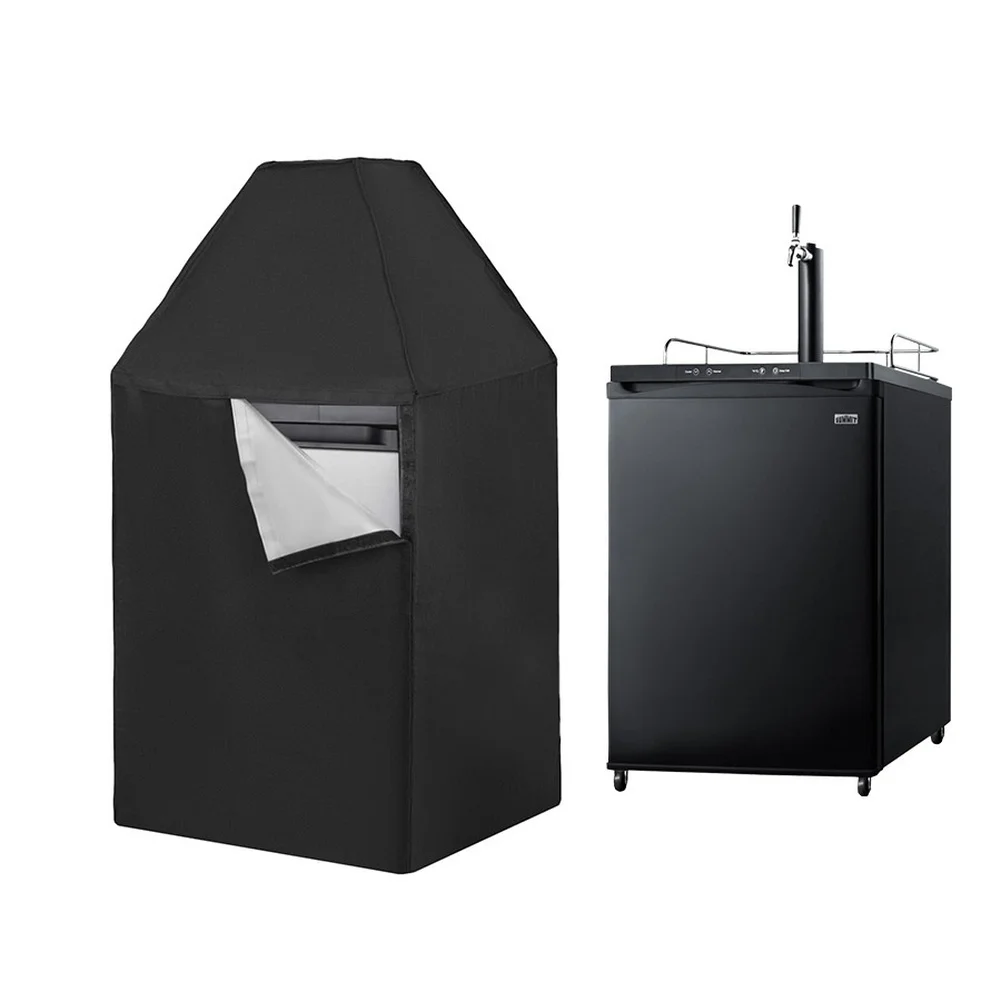 Black Dust Cover Compatible with For kegerator and Beer Cooler 24.5 x 26.5 x 37 Inches Polyester Weather Shield