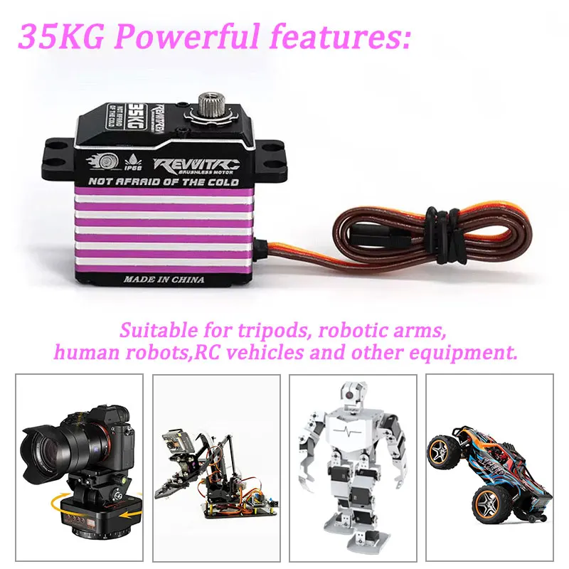 RevvitRC 35 كجم معدن مؤازر بدون فرش مبرمج مغناطيسيًا مقاوم للماء سرعة سريعة لأجزاء روبوتات السيارات لتسلق 1:8/10