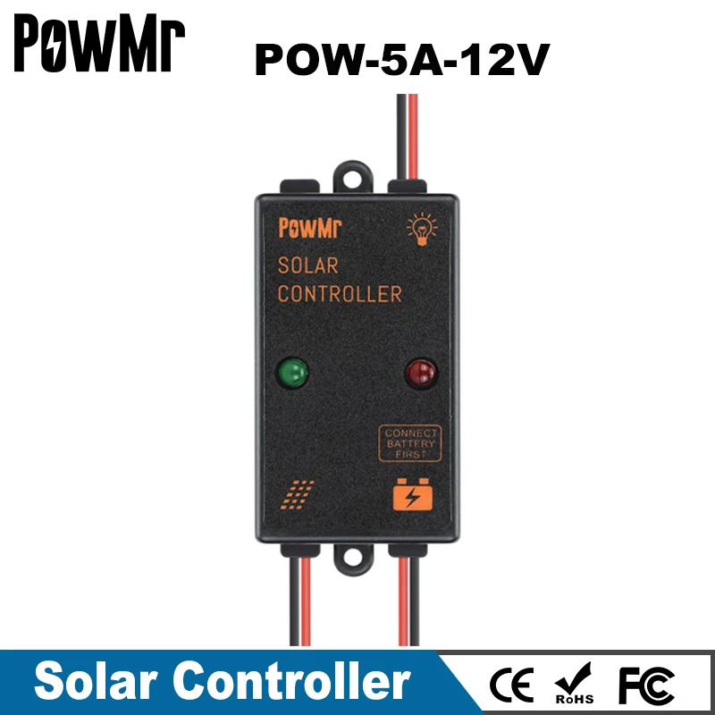 5A Solar Panel Regulator 2V Auto 24Hours Load On IP67 Waterproof Solar Controller for Lead-Acid Battery Charge and Discharge