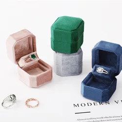 Luxury Velvet Ring Box Jewelry Case Storage Display Organizer Gift Packaging Box Portable Travel Wedding Proposal Ring Box