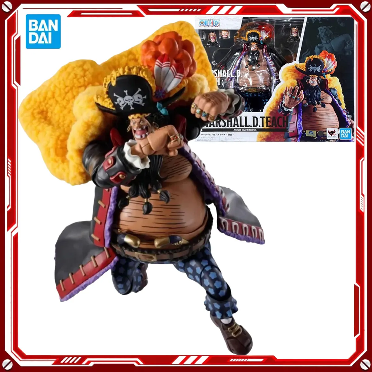

Bandai Genuine ONE PIECE Аниме Model Kit Marshall D Teach Four Emperors Toy SHF 1/12 Фигурка в сборе Модель в подарок для детей