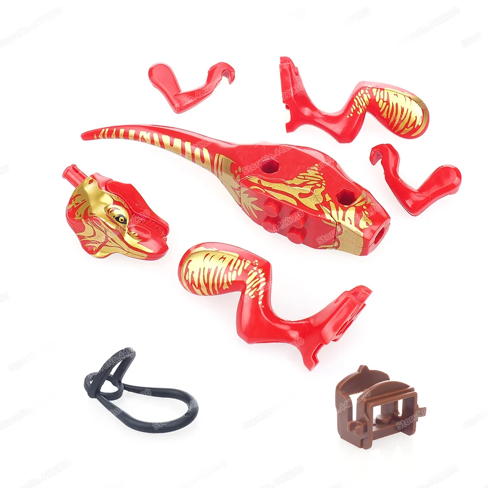 Red Tyrannosaurus Knight Set Building Block Moc Figures Training War Dragon World War Assemble Scenes Model Child Gifts Boy Toys