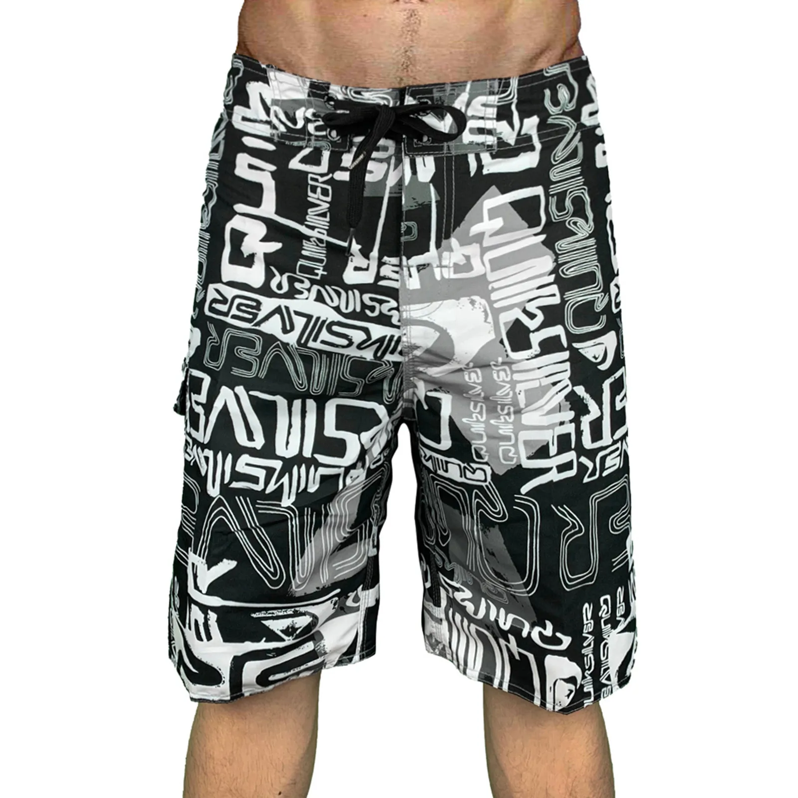 Y2k Vintage Board Shorts For Mens Trendy Letter Print Breeches Knee Swimming Trunks Summer Hawaiian Quick Drying Beach Shorts