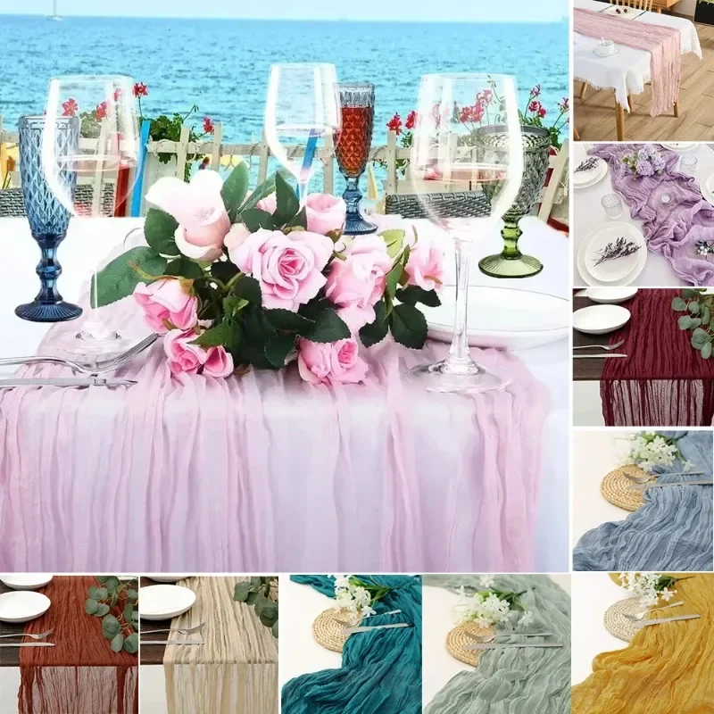 

Semi-Sheer Gauze Table Runner for Wedding Reception Sheer Bridal Birthday Party Banquet Xmas Table Decoration Coffee Table Decor