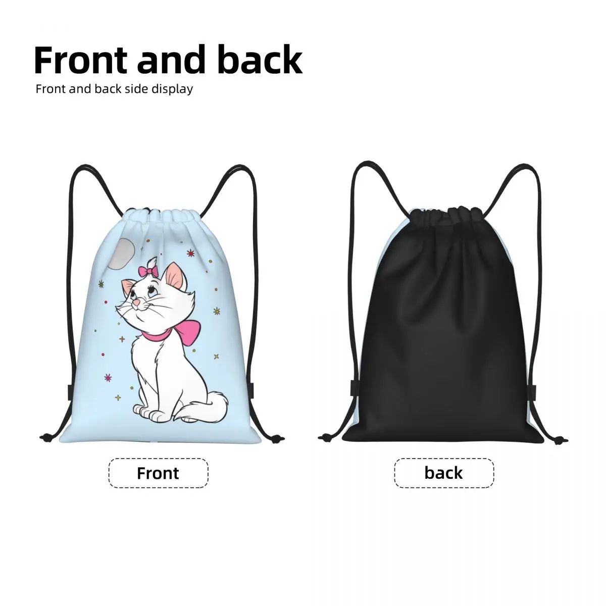 Custom Lady Marie Cat Kitten Drawstring Bag for Training Yoga Backpacks Women Men Cartoon Animal Sports Gym Sackpack