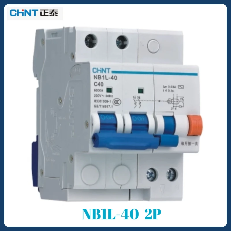

Authentic Chint NB1L-40 Leakage Current Breaker 2P 10-40A 35mm DIN Rail Mount for Commercial Building Distribution 30/100/300mA