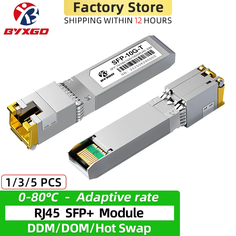 

10GBASE-T SFP+ RJ45 Module Multi Rate SFP Copper RJ45 Transceiver For Mikrotik/Cisco Switch 10G CAT6A SFP+ RJ45 Ethernet Module