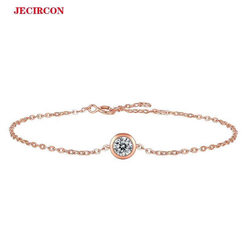 

JECIRCON Браслет из стерлингового серебра S925 с муассанитом и пузырьками длиной 0,5 карата, простой круглый одинарный бриллиант, универсальный и стильный