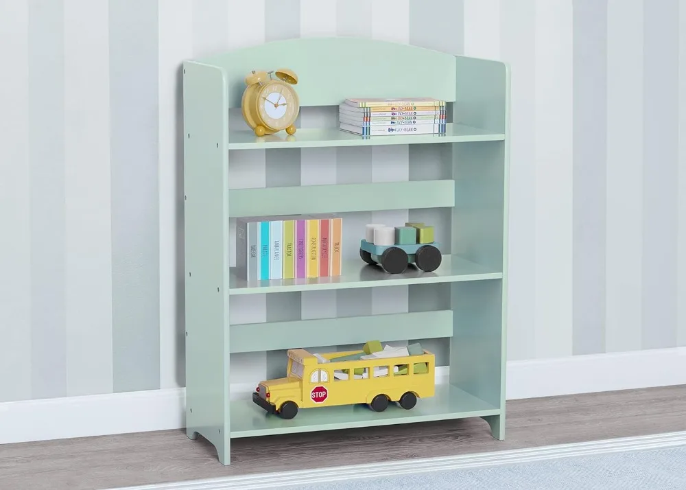 Kids Bookshelf with 3 Shelves, Greenguard Gold Certified, Mint Color - Safe & Durable