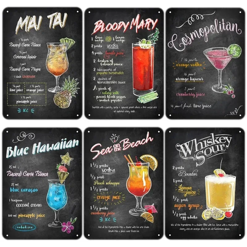 Винтажные кровавые постеры Мэри, металлические жестяные знаки, Декор, ретро, виски, кислый коктейль, металлический налет, Тики, бар, паб, меню, кухня
