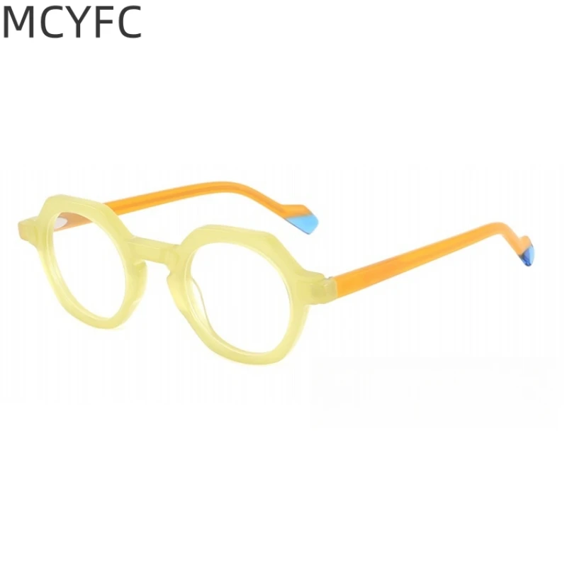 MCYFC Hand Made Glasses Frames for Women High Quality Round Acetate Material Split Joint Glasses Frame for Men Black Eyeglasses