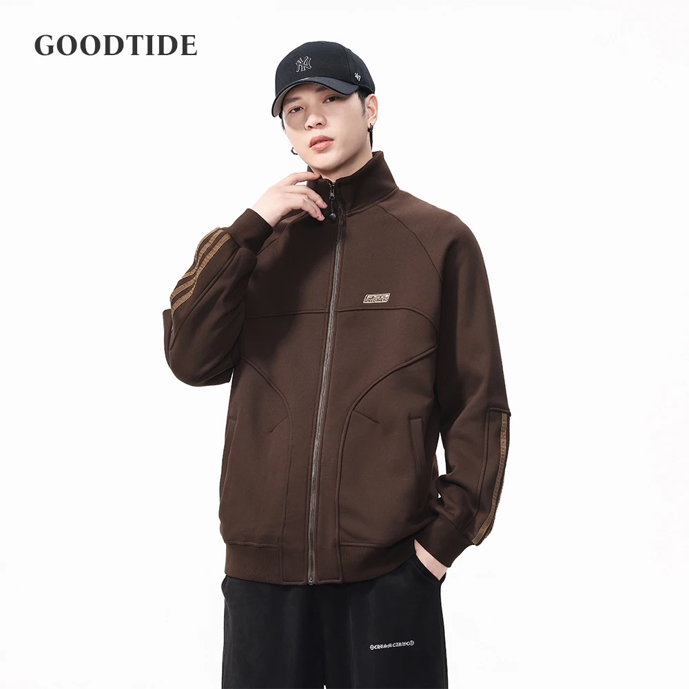 

Fashion Men's Velvet Thickened Turtleneck Jacket 2025 Autumn And Winter New American Retro Loose Casual Sports Top Jacket