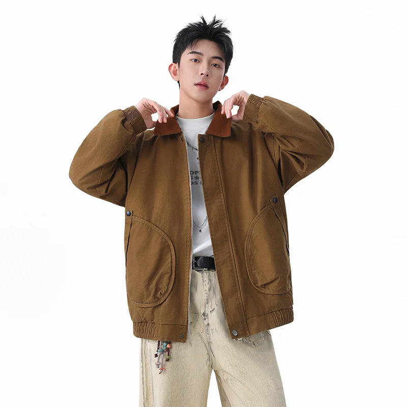 

Американская ретро-куртка Cleanfit Workwear Detroit свободного кроя для мужчин: модное легкое пальто с воротником для молодежи на осень-зиму