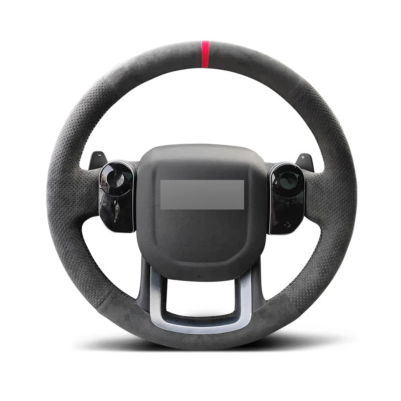 Genuine Leather Black Thread Hand Sew Steering Wheel Cover for Alcantera Car Accessories for Land Rover RANGE ROVER VELAP EVOQUE